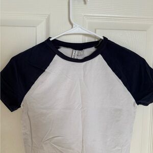 Zara Navy and White Raglan T-Shirt